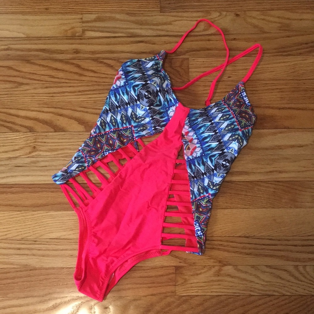 NWOT STRAPPY ONE PIECE HOT PINK
